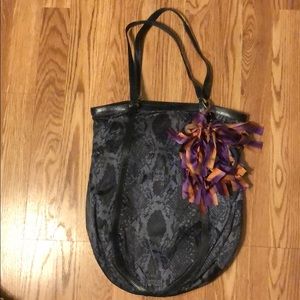 Vintage Henri Bendel work tote. Purple snakeskin